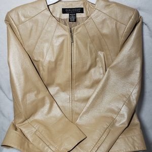 Womens Gold Dialogue The New Language Of Style Size Medium Leather Jacket